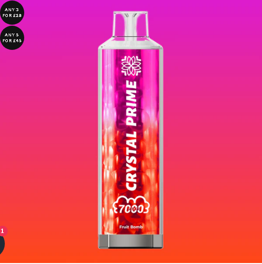 Crystal Prime 3D Disposable Vape | 7000 Puffs | Rechargeable Pod | Draw Activated Vape Pen (Cherry Ice)